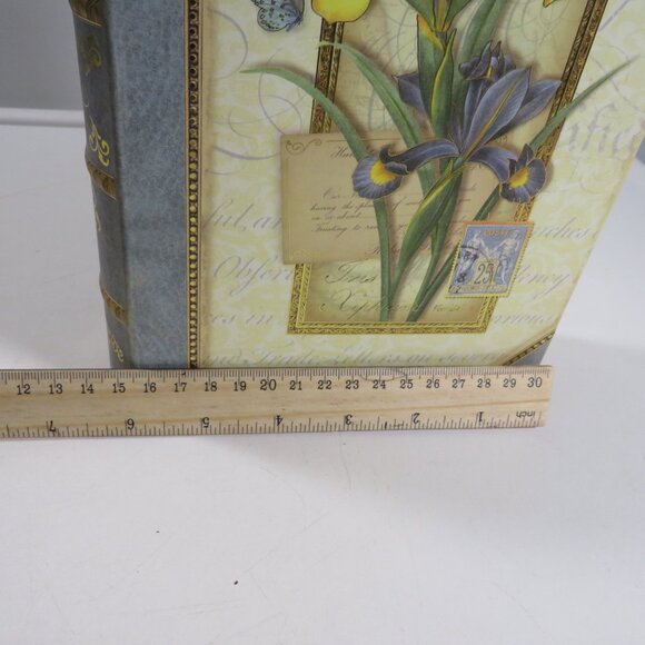 Faux Book Storage Box DOUBLE SIDED Lilly Flowers Magnetic closure - Picture 12 of 12